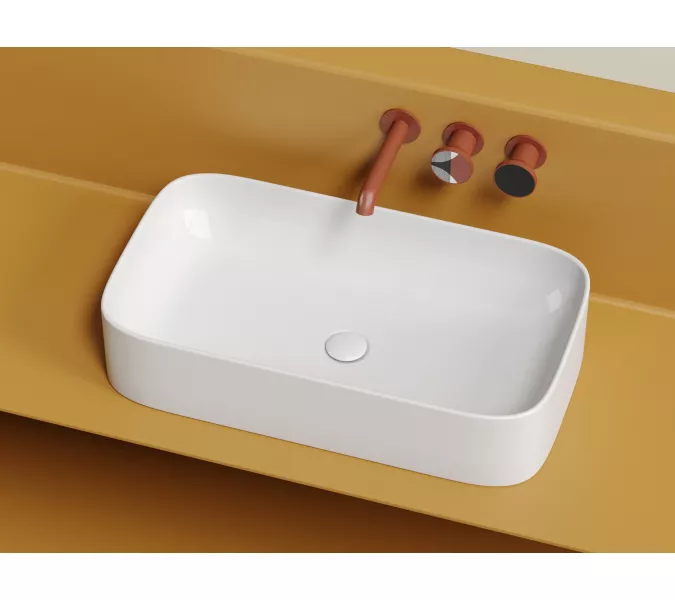 Умывальник чаша Ceramica Nova  накладная прямоугольная Element 705*380*150мм, Выбрать цвет: Белый, изображение 8