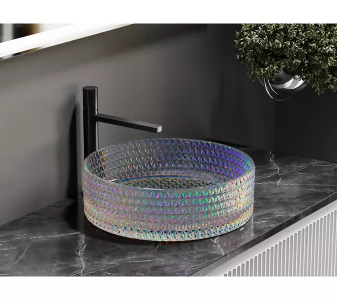 Умывальник чаша Ceramica Nova накладная круглая (цвет неон) Cristal 360*360*112мм, Выбрать цвет: Неон, изображение 8