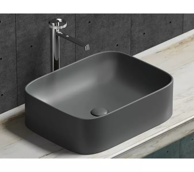 Умывальник чаша Ceramica Nova накладная прямоугольная (цвет Темный Антрацит Матовый) Element 505*380*150мм, Выбрать цвет: Темный антрацит матовый, изображение 8