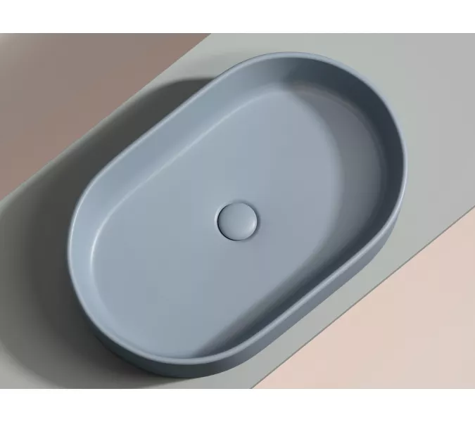 Умывальник чаша Ceramica Nova накладная овальная (цвет Серо-Голубой Матовый) Element 608*385*122мм, Выбрать цвет: Серо-голубой, изображение 8