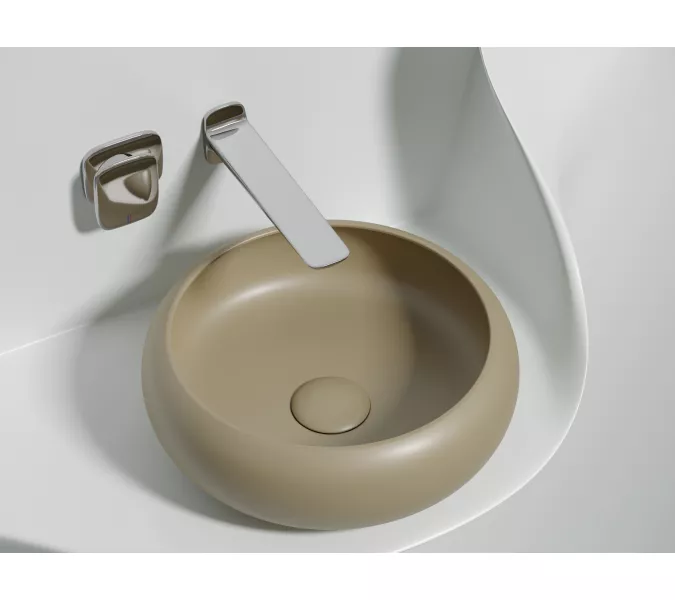 Умывальник чаша Ceramica Nova накладная круглая (цвет Капучино Матовый) Element 360*360*120мм, Выбрать цвет: Бежевый, изображение 8