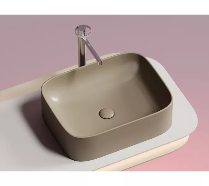 Умывальник чаша Ceramica Nova  накладная прямоугольная (цвет Капучино Матовый) Element 505*380*150мм, Выбрать цвет: Капучино, изображение 8