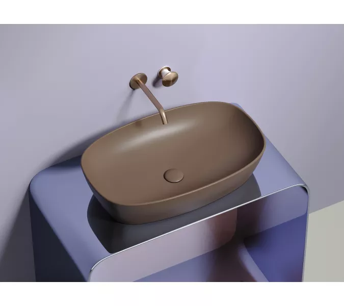 Умывальник чаша Ceramica Nova накладная овальная (цвет Темно-Коричневый Матовый) 600*380*138мм, Выбрать цвет: Коричневый
