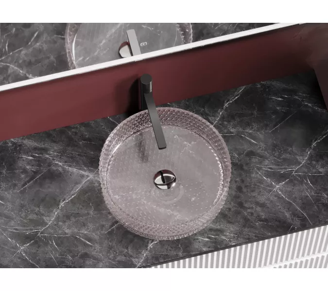 Умывальник чаша Ceramica Nova накладная круглая (цвет розовый) Cristal 360*360*112мм, Выбрать цвет: Розовый, изображение 4