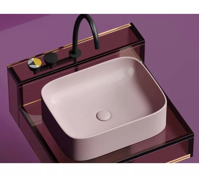 Умывальник чаша Ceramica Nova накладная прямоугольная (цвет Розовый Матовый) Element 505*380*150мм, Выбрать цвет: Розовый