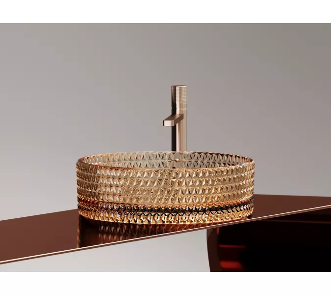 Умывальник чаша Ceramica Nova  накладная круглая (цвет бежевый) Cristal 360*360*112мм, Выбрать цвет: Бежевый, изображение 8