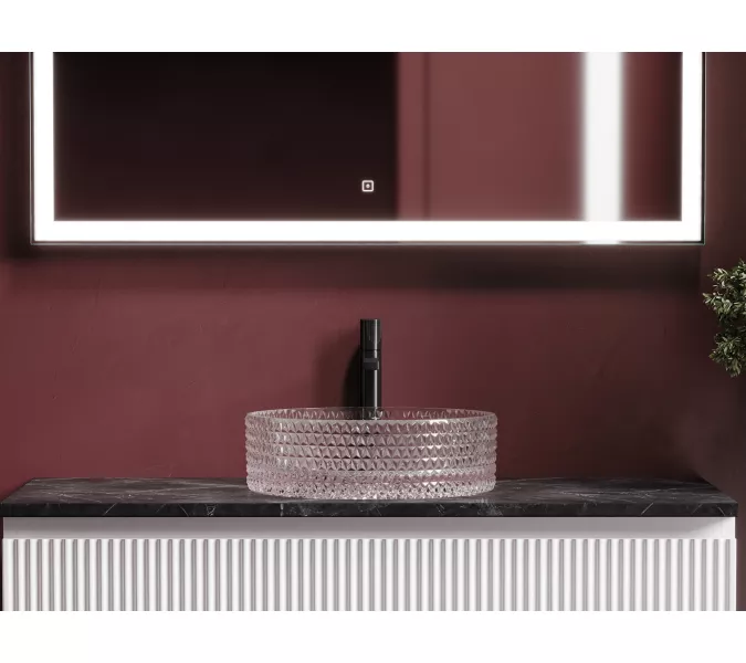 Умывальник чаша Ceramica Nova накладная круглая (цвет розовый) Cristal 360*360*112мм, Выбрать цвет: Розовый, изображение 10