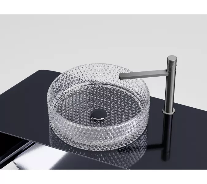 Умывальник чаша Ceramica Nova накладная круглая (прозрачная) Cristal 360*360*112мм, Выбрать цвет: Прозрачный, изображение 2