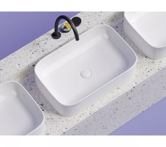 Умывальник чаша Ceramica Nova накладная прямоугольная Element 605*380*150мм, Выбрать цвет: Белый, изображение 8