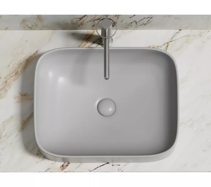 Умывальник чаша Ceramica Nova накладная прямоугольная (цвет Серый Матовый) Element 505*380*150мм, Выбрать цвет: Серый, изображение 9