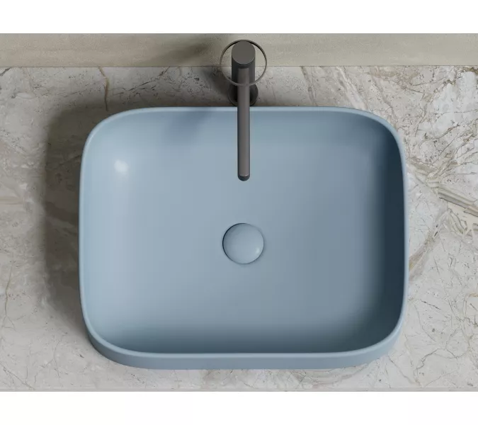 Умывальник чаша Ceramica Nova накладная прямоугольная (цвет Серо-Голубой Матовый) Element 505*380*150мм, Выбрать цвет: Серо-голубой, изображение 9