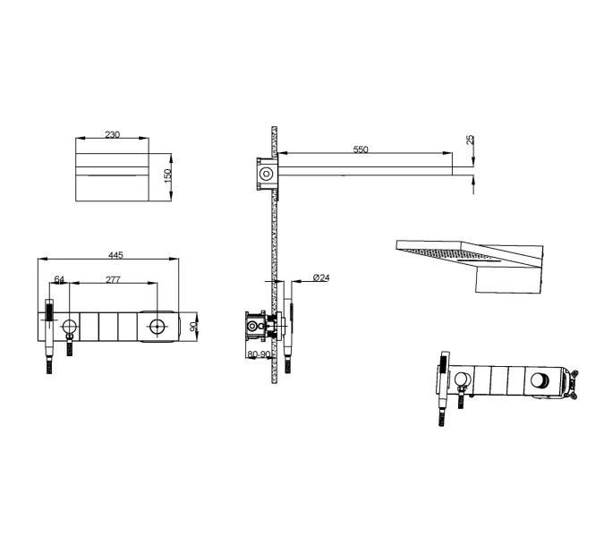 Встраиваемая  душевая система  Boheme ZODIAC 132-2-B черный, Выбрать цвет: Черный, изображение 3
