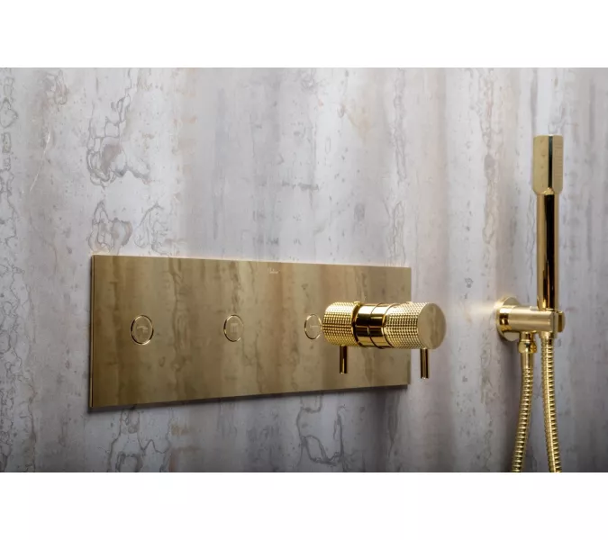 Душевая система скрытого монтажа со смесителем верхним и ручным душем BOHEME FUSION 130-G золото, Выбрать цвет: Золото, изображение 6