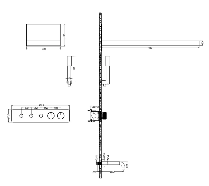 Встраиваемая  душевая система с термостатом и изливом Boheme FUSION 131-2-B, изображение 2