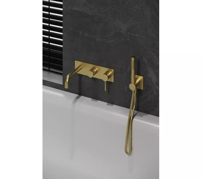 Смеситель ввстраиваемый  с ручным душем и изливом  Boheme UNO 464-3-MG золото матовый, Выбрать цвет: Золото матовый, изображение 4