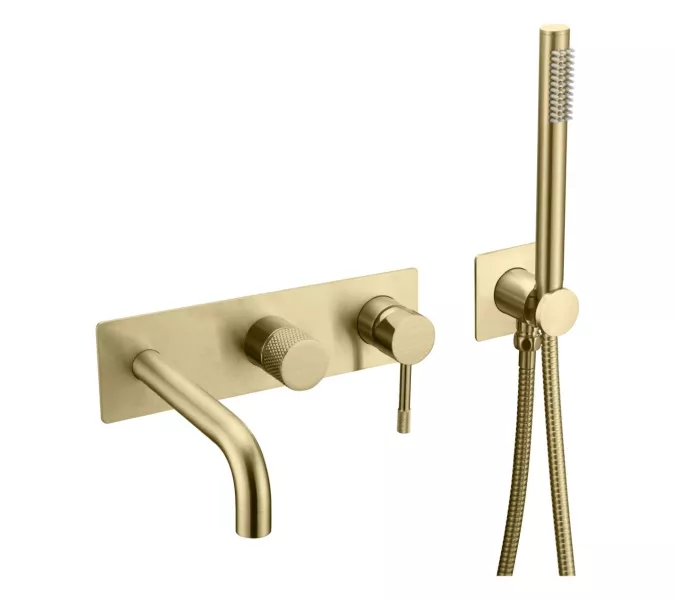 Смеситель ввстраиваемый  с ручным душем и изливом  Boheme UNO 464-3-MG золото матовый, Выбрать цвет: Золото матовый