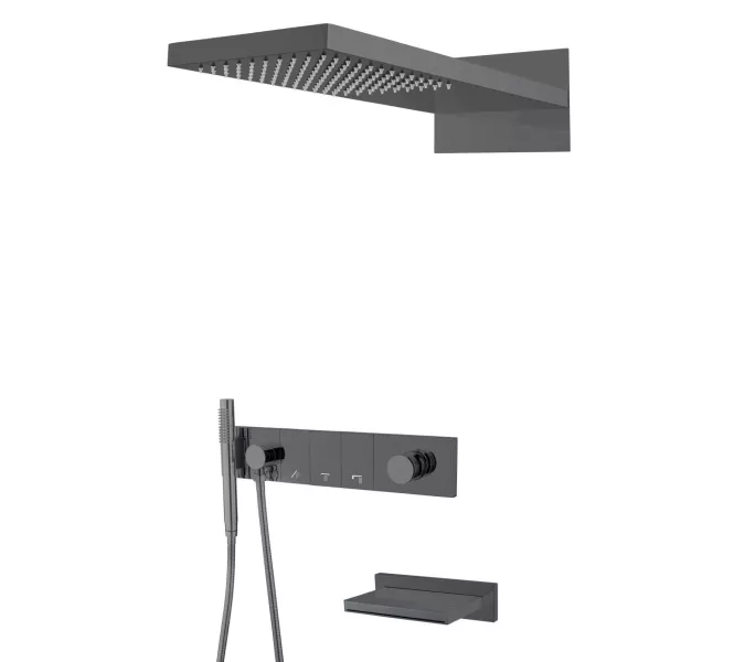 Встраиваемая  душевая система  Boheme ZODIAC 132-2-SGM антрацит, Выбрать цвет: Оружейная сталь