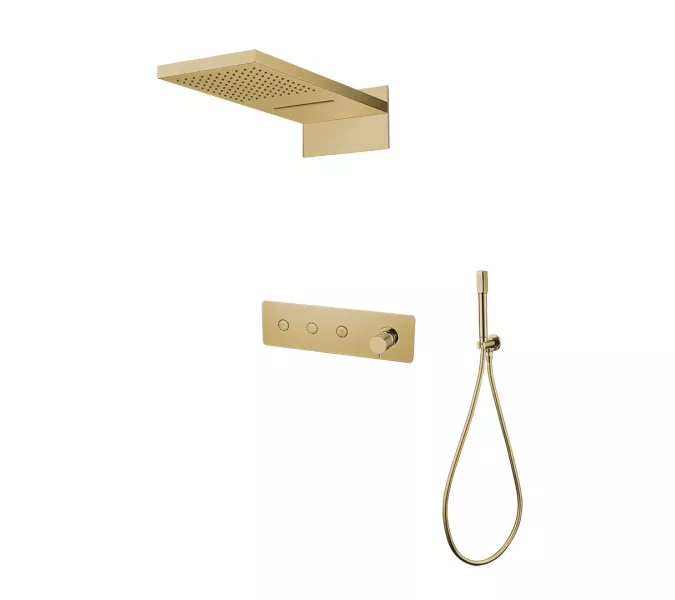 Душевая система скрытого монтажа со смесителем верхним и ручным душем BOHEME FUSION 130-G золото, Выбрать цвет: Золото