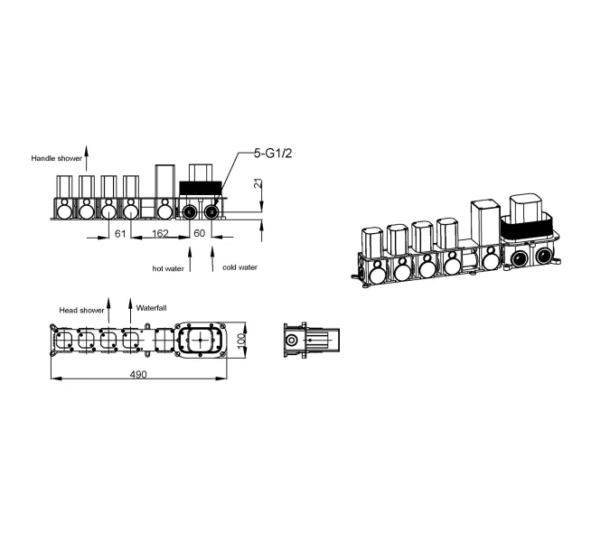 Встраиваемая  душевая система  Boheme ZODIAC 133-SGM антрацит, Выбрать цвет:  Антрацит, изображение 2