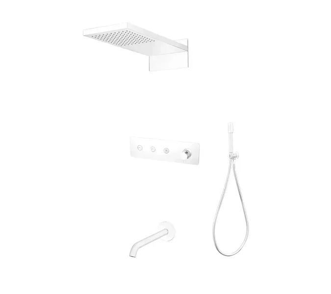Встраиваемая  душевая система с изливом Boheme FUSION 130-2-MW, Выбрать цвет: Белый