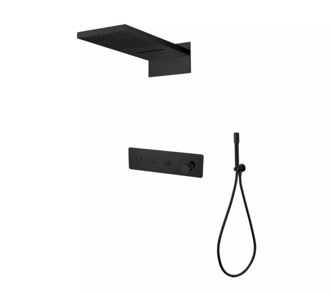 Душевая система скрытого монтажа со смесителем верхним и ручным душем BOHEME FUSION черный 130-B, Выбрать цвет: Чёрный