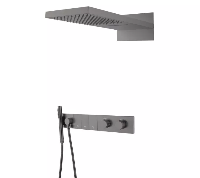 Встраиваемая  душевая система  Boheme ZODIAC 133-GM антрацит, Выбрать цвет: Оружейная сталь