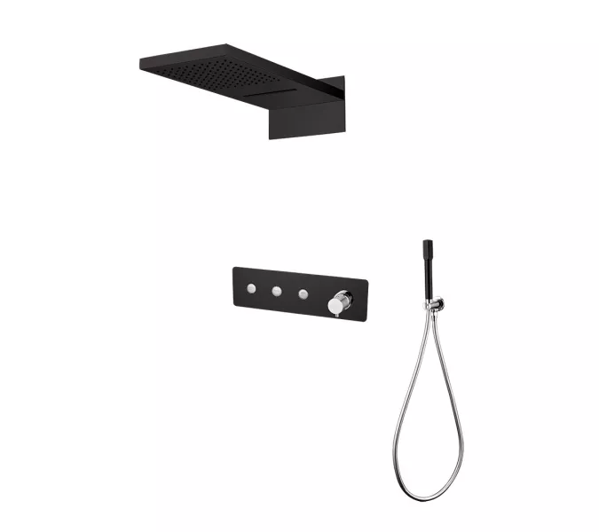 Душевая система скрытого монтажа со смесителем верхним и ручным душем BOHEME FUSION черный 130-BCR, Выбрать цвет: Черный/хром