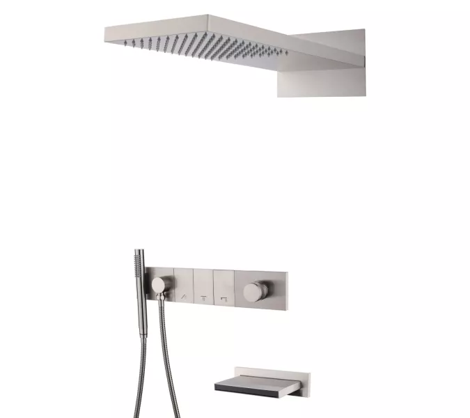 Встраиваемая  душевая система Boheme ZODIAC 132-2-NB сталь, Выбрать цвет: Сатин