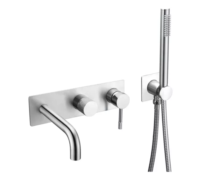 Смеситель встраиваемый с ручным душем и изливом  Boheme UNO 464-3-CR хром, Выбрать цвет: Хром
