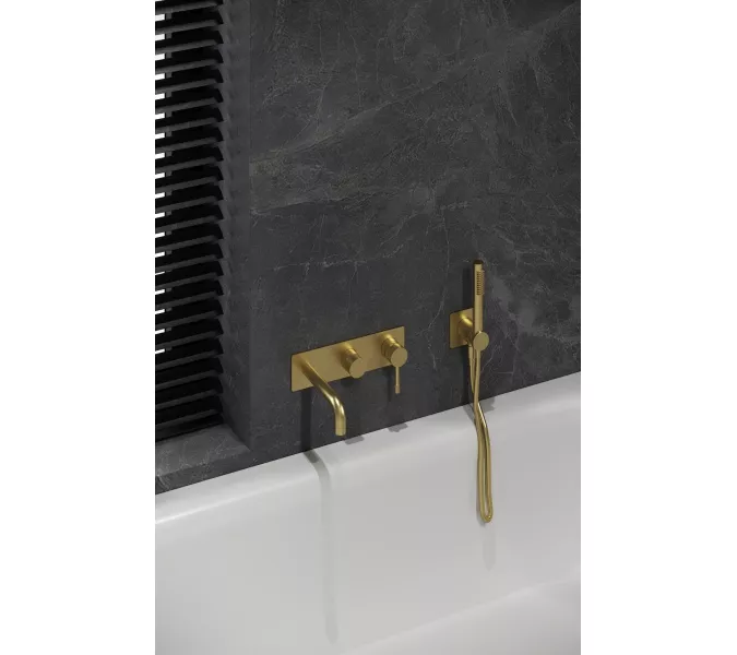 Смеситель ввстраиваемый  с ручным душем и изливом  Boheme UNO 464-3-MG золото матовый, Выбрать цвет: Золото матовый, изображение 3