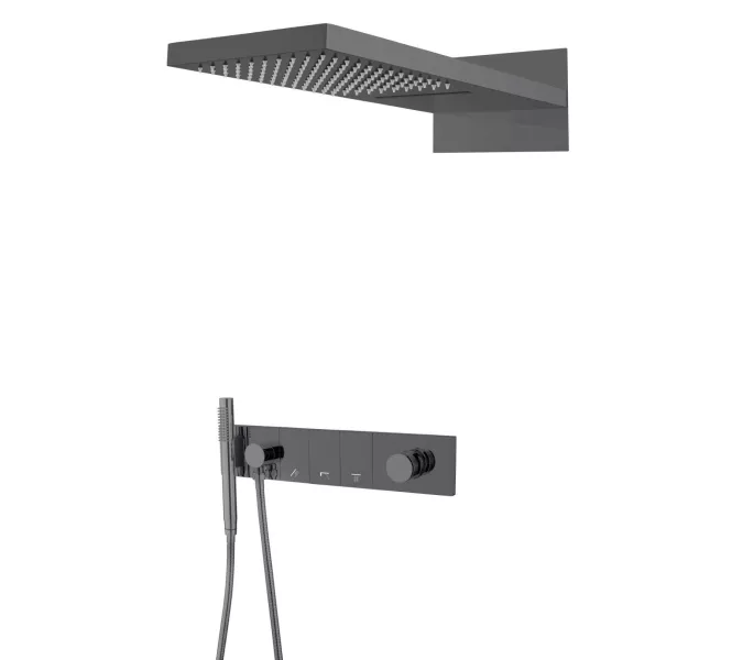 Встраиваемая душевая система  Boheme ZODIAC 132-SGM антрацит, Выбрать цвет: Оружейная сталь