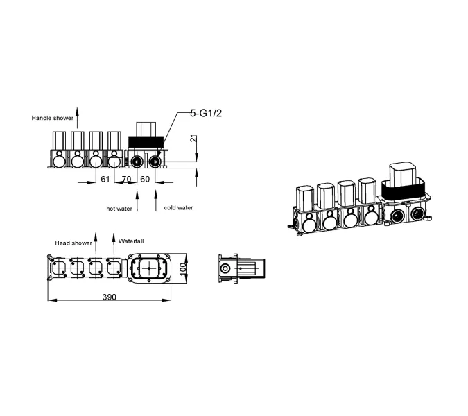 Встраиваемая  душевая система  Boheme ZODIAC 132-2-GM антрацит, Выбрать цвет:  Антрацит, изображение 2