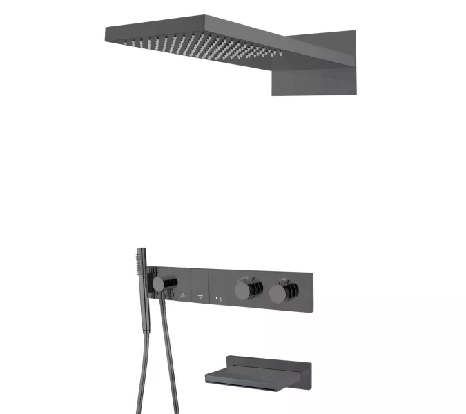 Встраиваемая  душевая система  Boheme ZODIAC 133-2-SGM антрацит, Выбрать цвет:  Антрацит