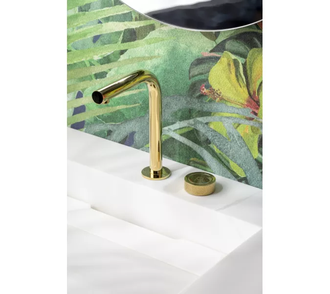 Смеситель автоматический для умывальника BOHEME TECH GOLD 158-G, Выбрать цвет: Золото, изображение 2