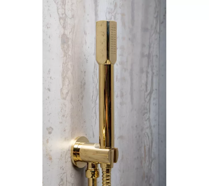 Душевая система скрытого монтажа со смесителем верхним и ручным душем BOHEME FUSION 130-G золото, Выбрать цвет: Золото, изображение 3