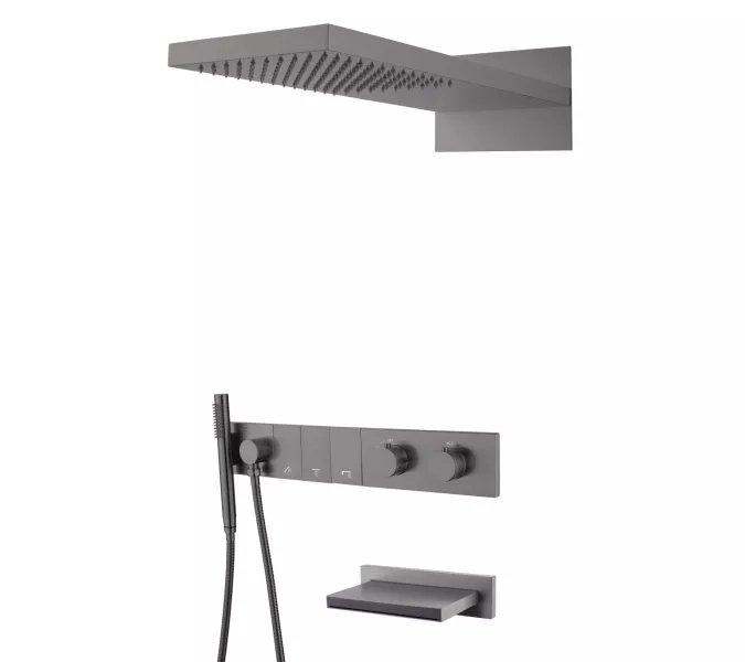 Встраиваемая  душевая система Boheme ZODIAC 133-2-GM антрацит, Выбрать цвет: Оружейная сталь