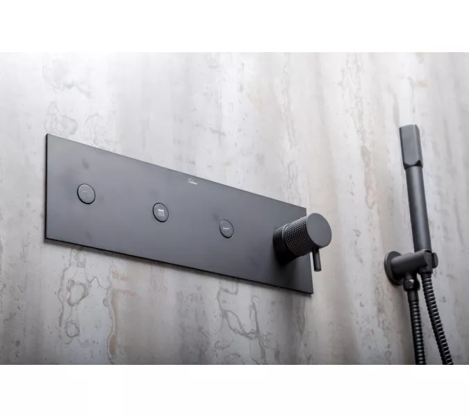 Душевая система скрытого монтажа со смесителем верхним и ручным душем BOHEME FUSION черный 130-B, Выбрать цвет: Чёрный, изображение 7