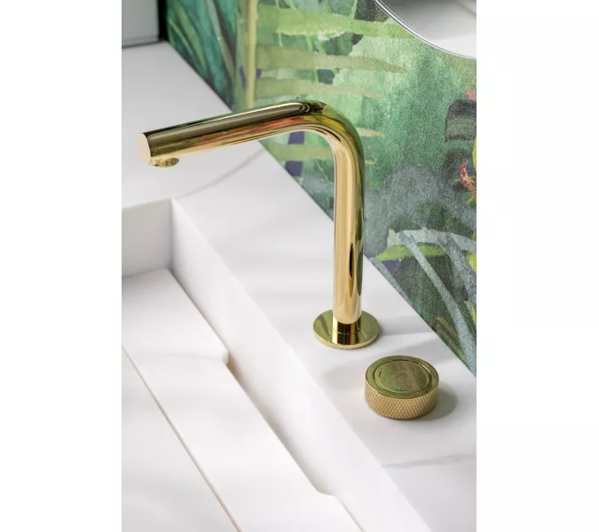 Смеситель автоматический для умывальника BOHEME TECH GOLD 158-G, Выбрать цвет: Золото, изображение 3