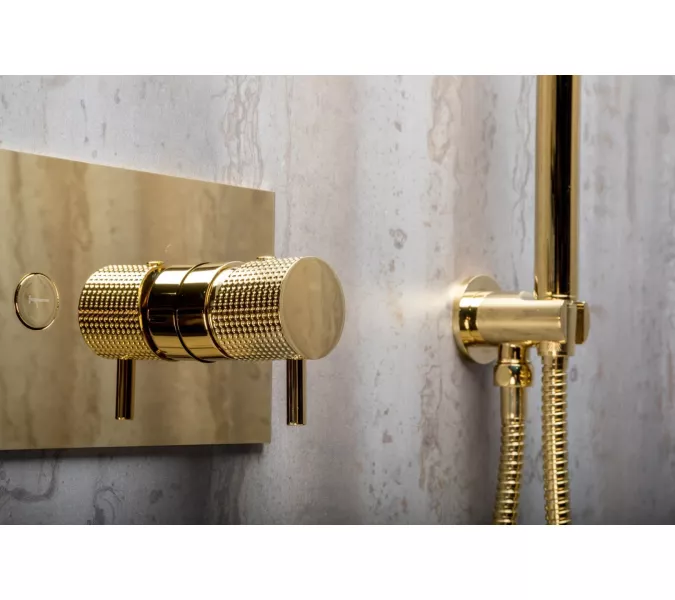 Душевая система скрытого монтажа со смесителем верхним и ручным душем BOHEME FUSION 130-G золото, Выбрать цвет: Золото, изображение 5
