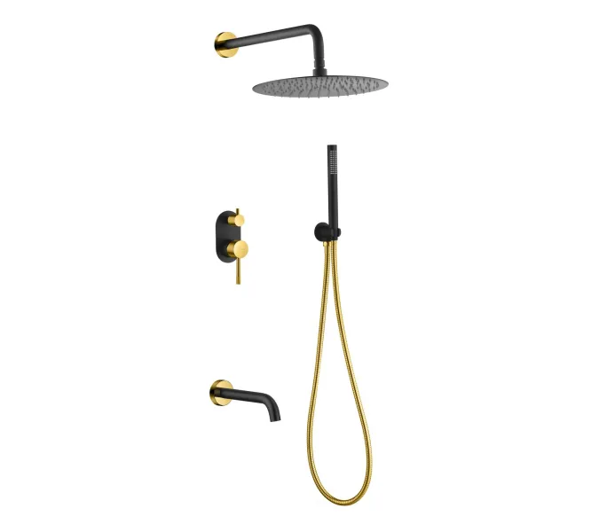 Душевая система со смесителем встраиваемая Boheme Uno 464-2-BG Черный Золото, Выбрать цвет: Черный/золото