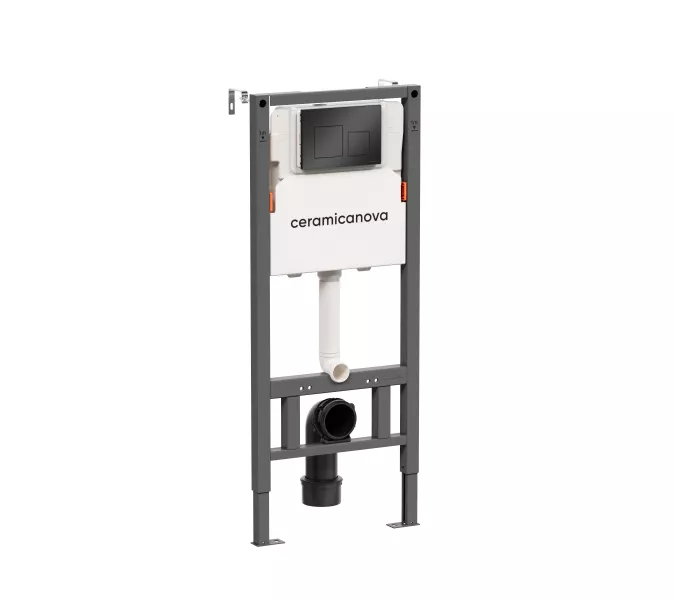 Система инсталляции для унитазов CERAMICANOVA Balance с кнопкой смыва Square, с креплениями, Внешний вид: кнопка цвет Черный, изображение 2