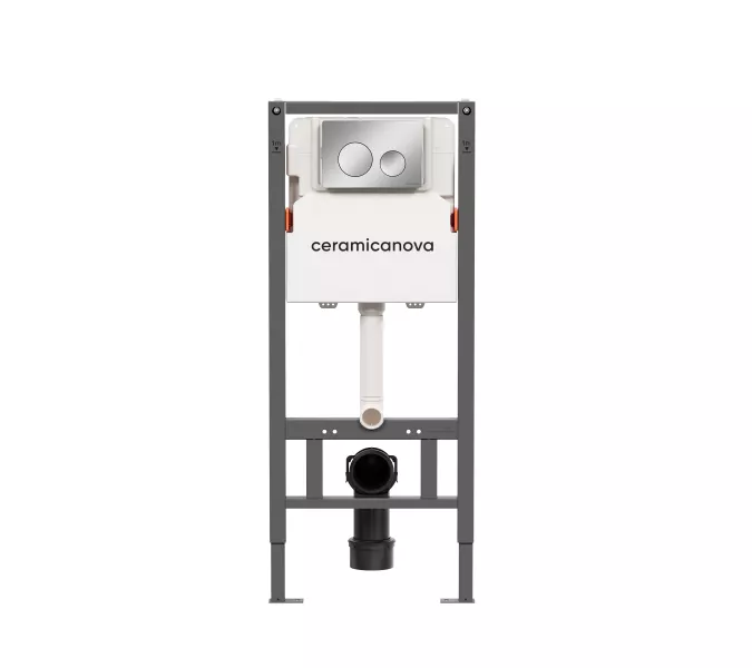 Система инсталляции для унитазов CERAMICANOVA Balance с кнопкой смыва Circle, с креплениями, Внешний вид: кнопка цвет Хром