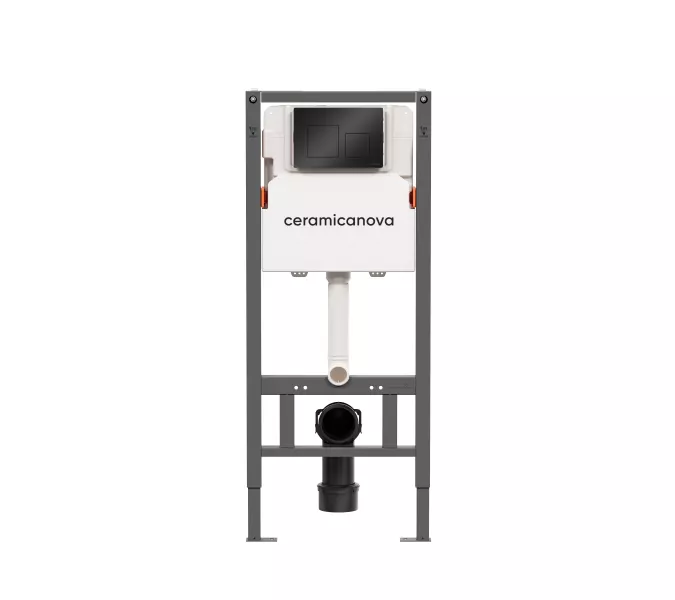 Система инсталляции для унитазов CERAMICANOVA Balance с кнопкой смыва Square, с креплениями, Внешний вид: кнопка цвет Черный