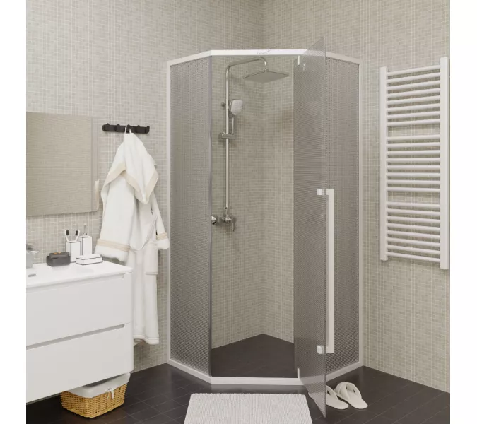 Душевой угол  C3AWD  Ceruttispa без поддона (90x90x195), Цвет стекла: рифленое, Цвет профиля: Белый, Выбрать размер: 90х90, изображение 2