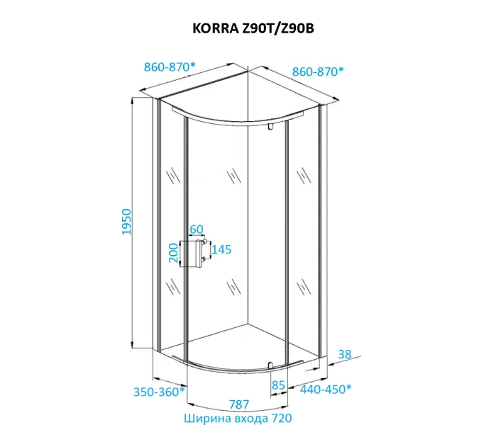Душевой угол  KORRA Z90B  Ceruttispa  без поддона (90x90x195), изображение 7