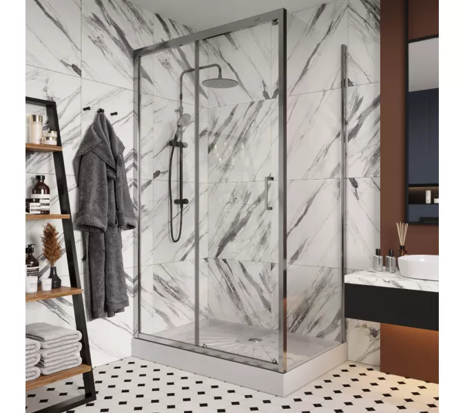 Душевой угол  GLORIA120  Ceruttispa без поддона (80x120x195), Цвет профиля: Хром, Выбрать размер: 80х120, изображение 3