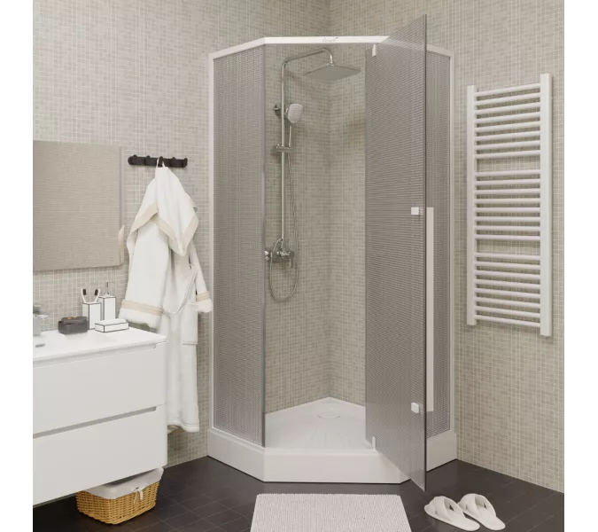 Душевой угол  C3AWD  Ceruttispa без поддона (90x90x195), Цвет стекла: рифленое, Цвет профиля: Белый, Выбрать размер: 90х90, изображение 4