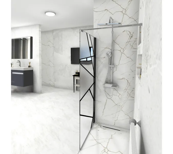 Душевая перегородка  PICK T90B  Ceruttispa без поддона (90x190), Цвет профиля: Черный, Выбрать размер: 90х70-120, изображение 3