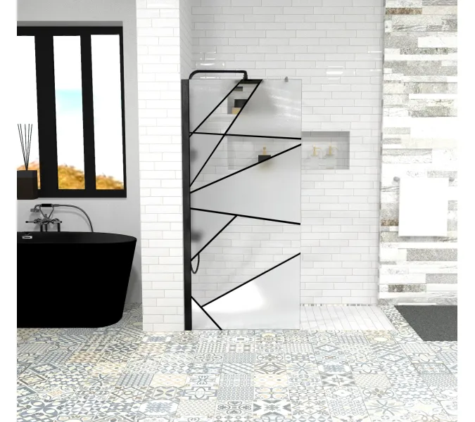 Душевая перегородка  PICK T90B  Ceruttispa без поддона (90x190), Цвет профиля: Черный, Выбрать размер: 90х70-120