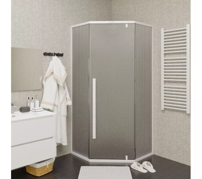Душевой угол  C3AWD  Ceruttispa без поддона (90x90x195), Цвет стекла: рифленое, Цвет профиля: Белый, Выбрать размер: 90х90